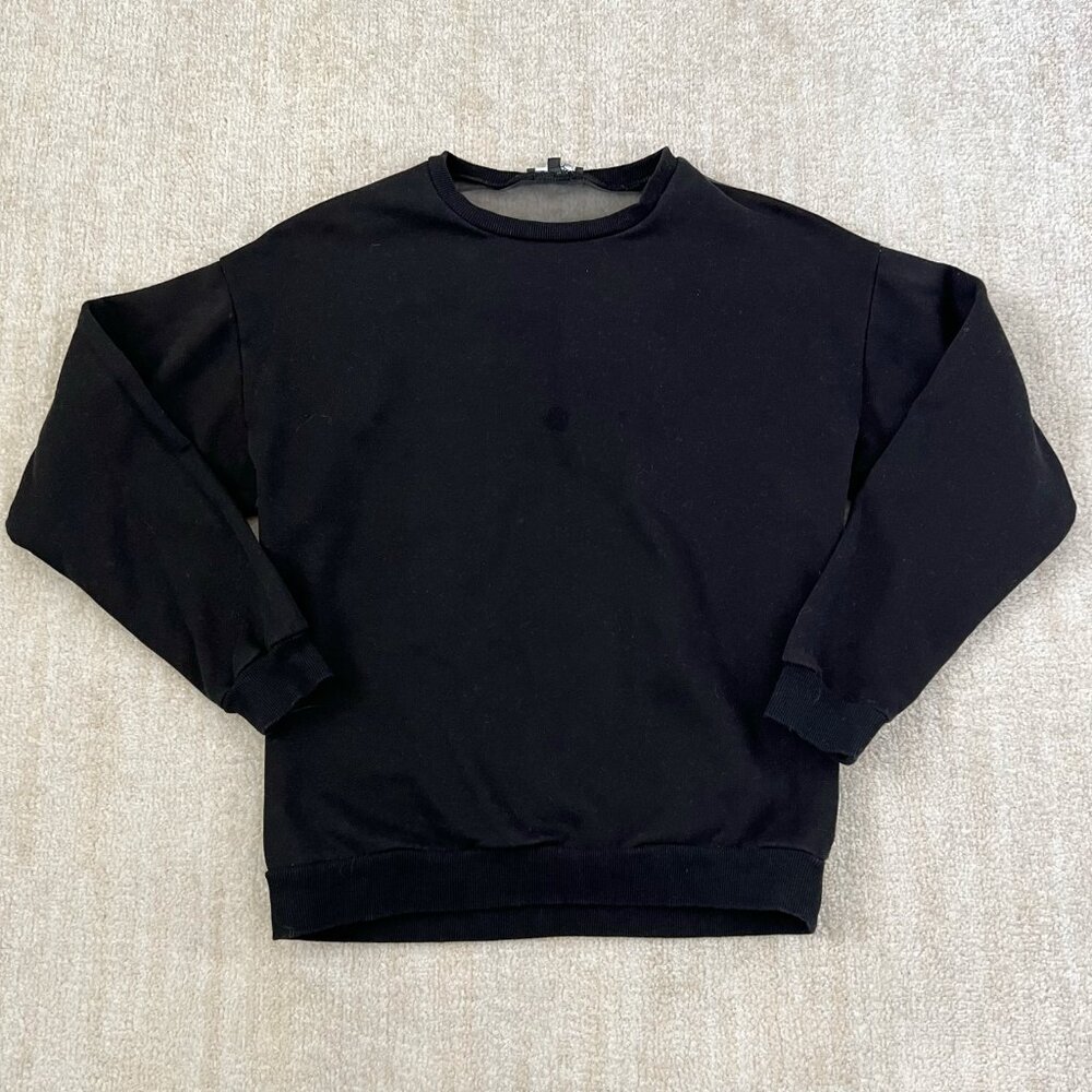 Fashion Nova Black Crewneck Fashion City Sheer Back Sweatshirt M